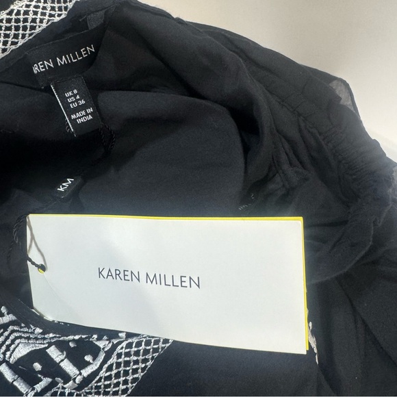 Karen Millen Black White Off the Shoulder Pattern Top NWT - Picture 4 of 6